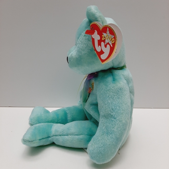 ๐ TY Beanie Babies Original Ariel The Memorial Bear Teal Plush Soft Kids Toy - Picture 4 of 8